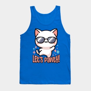 Let's Pawty! Cute Dancing Cat Pun Tank Top
